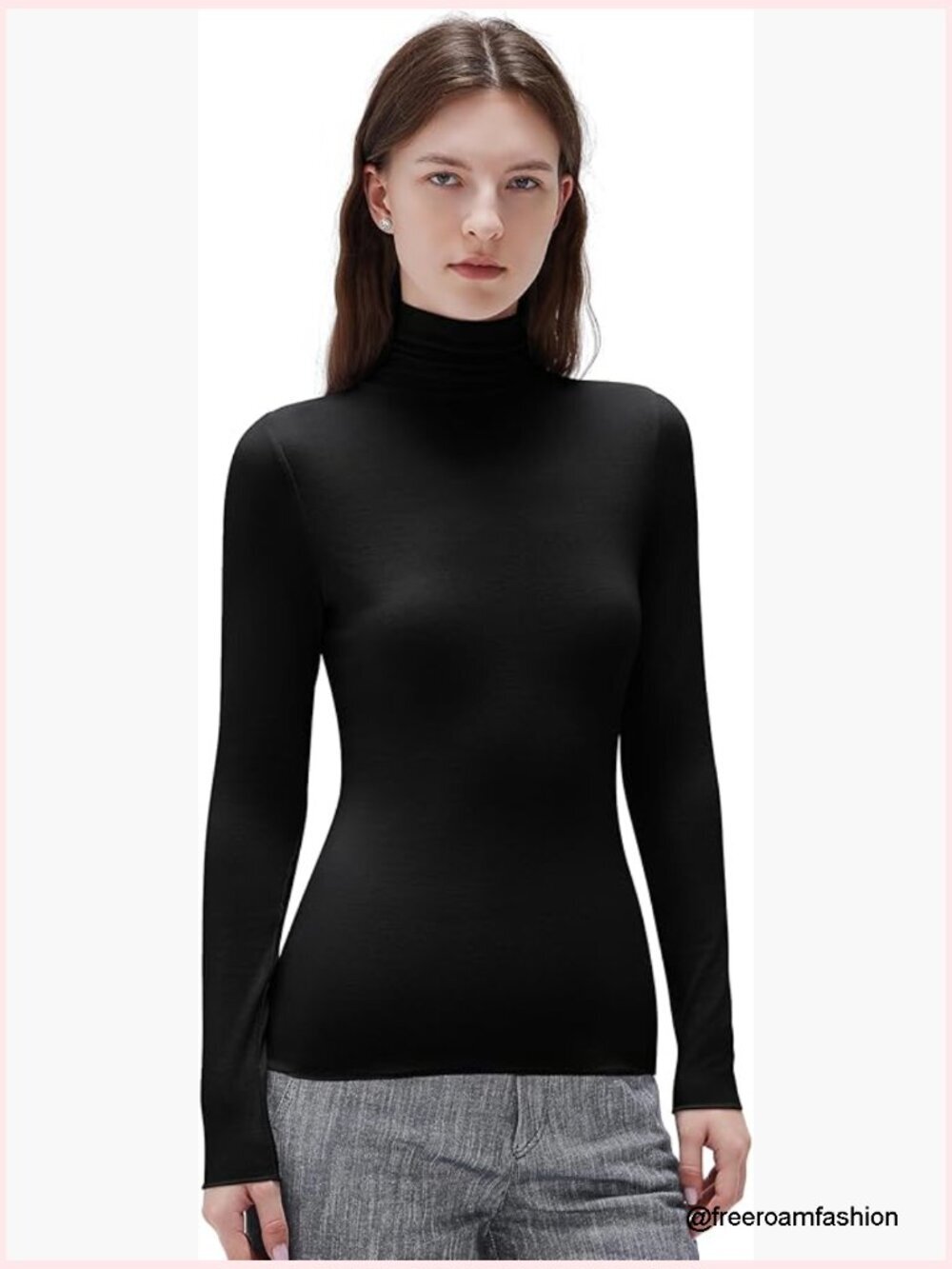 Cashmere Blend Turtleneck Long Sleeve Fitted Top Thermal